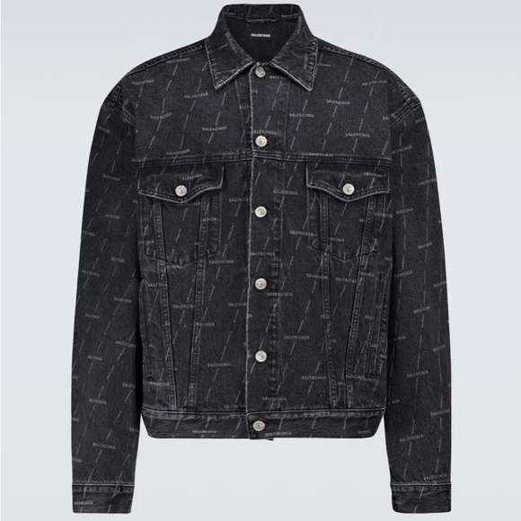 Balenciaga Black Denim Logo Jacket - Picture 1 of 1